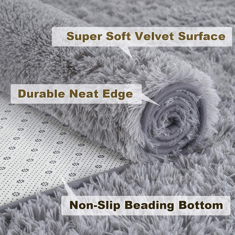 Merelax Soft Modern Indoor Shaggy Area Rug for Bedroom Livingroom Dorm Kids Room Home Decorative, Non-Slip Plush Fluffy Furry Fur Rugs Comfy Nursery Accent Floor Carpet 3x5 Feet, Grey - Image 3